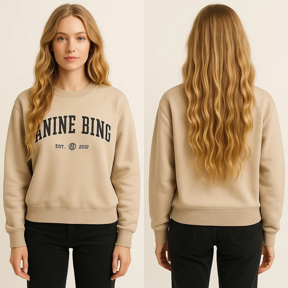 Anine Bing Dylan University Logo Sweatshirt Large 100% Cotton F268 - Picture 1 of 8
